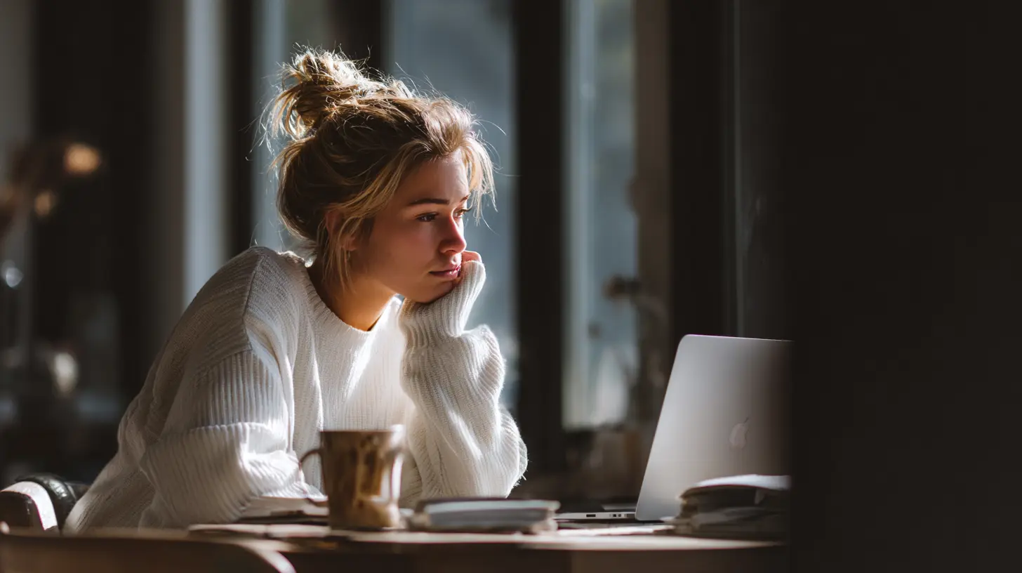 Small business owner working on a laptop in a calm, natural-light workspace, representing modern entrepreneurship, creative focus, and independent business growth.
